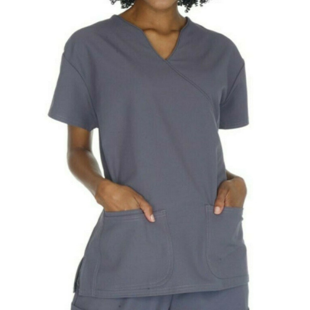 Dark Gray /Steel Scrub Top by Divine Stretch Size XS